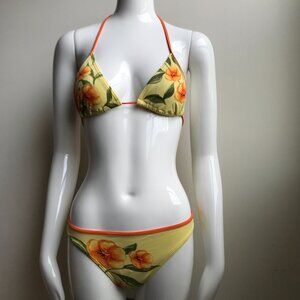 Billabong surf yellow & orange floral low rise surf bikini set